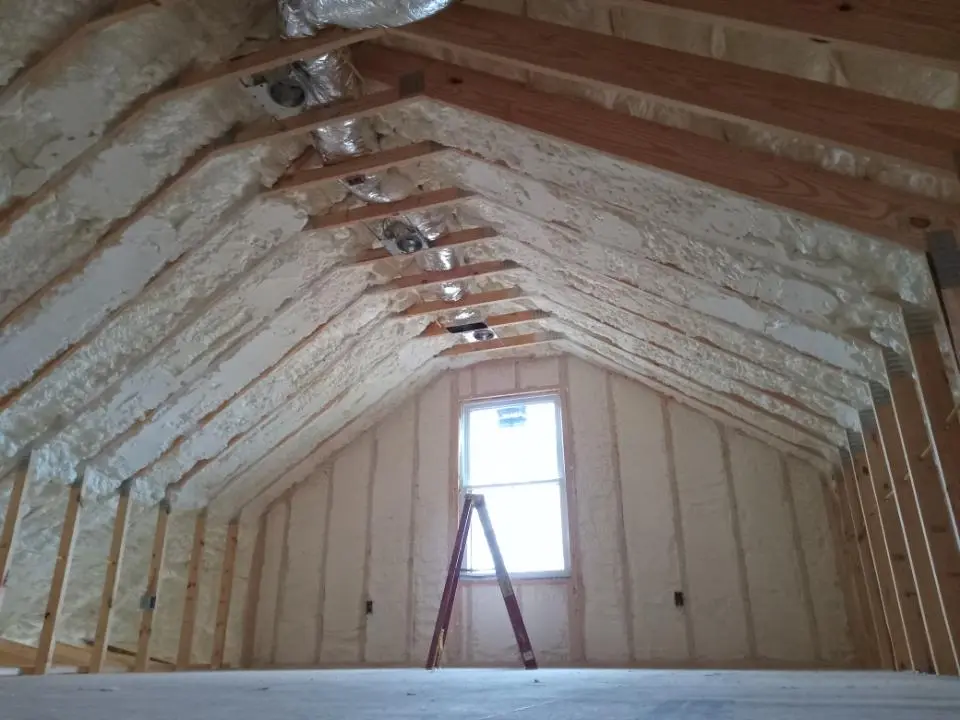 Spray foam roofing application for Crawl Space Insulation project in Montevallo